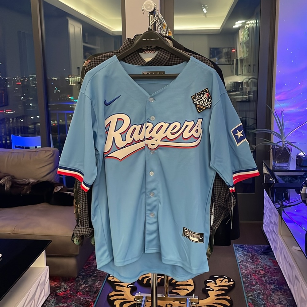 COPY - Texas Rangers World Series Seager Nike Jersey - Blue